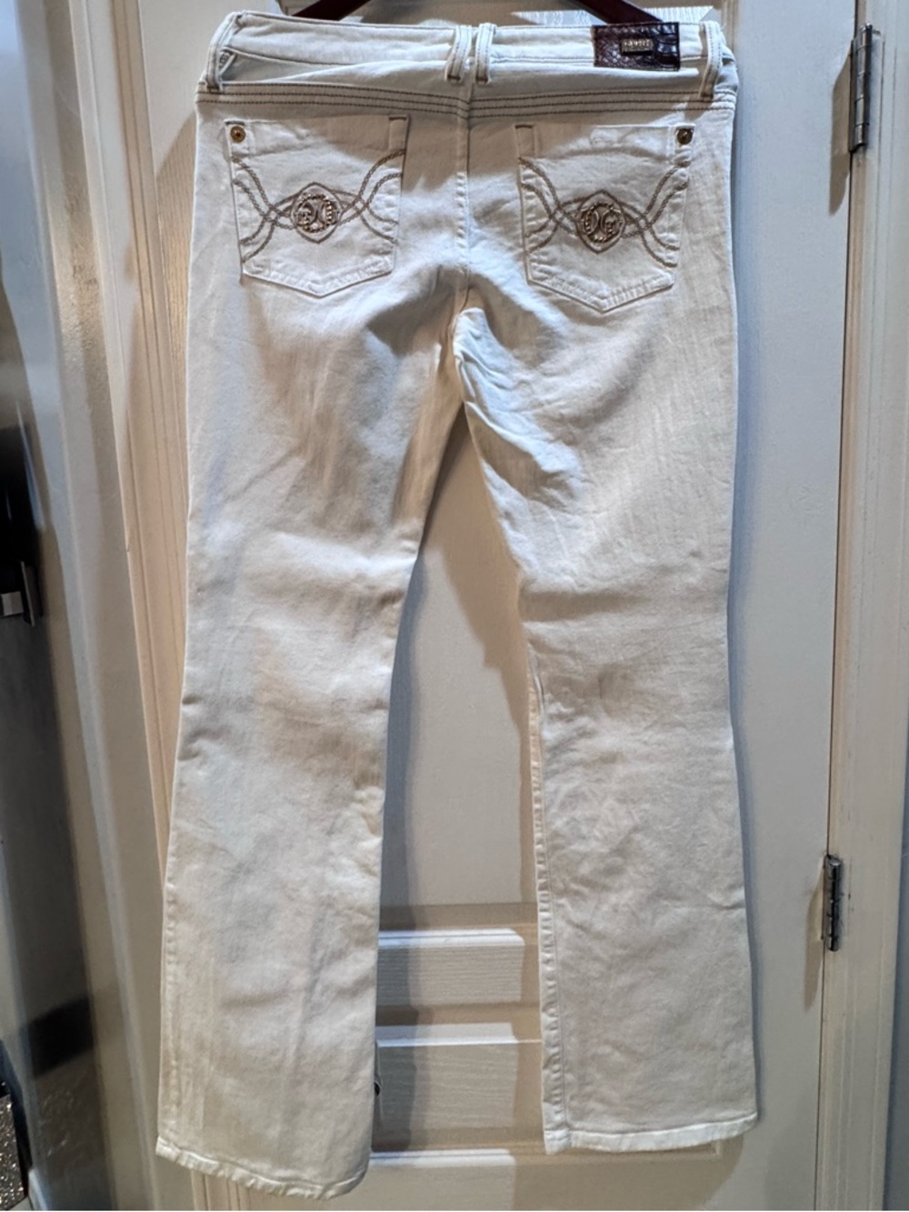Guess Cream Flare Jeans with Embroidered Back Pockets